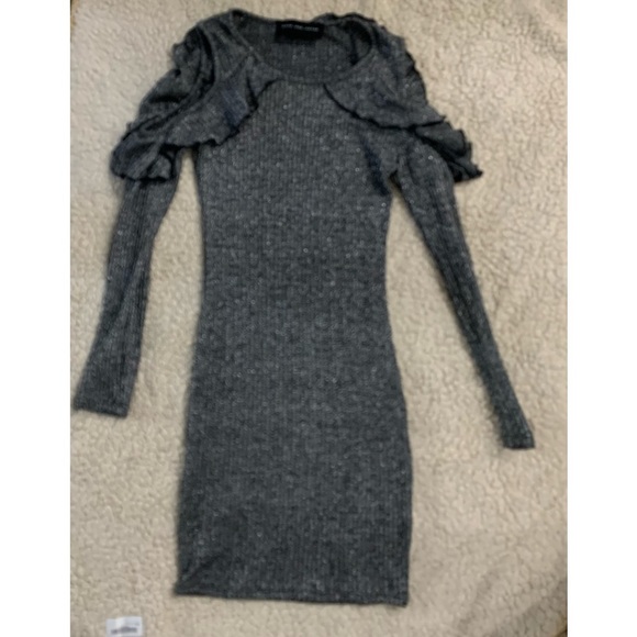 Size small Black and Silver Cold Shoulder Bodycon Dress - Picture 3 of 5